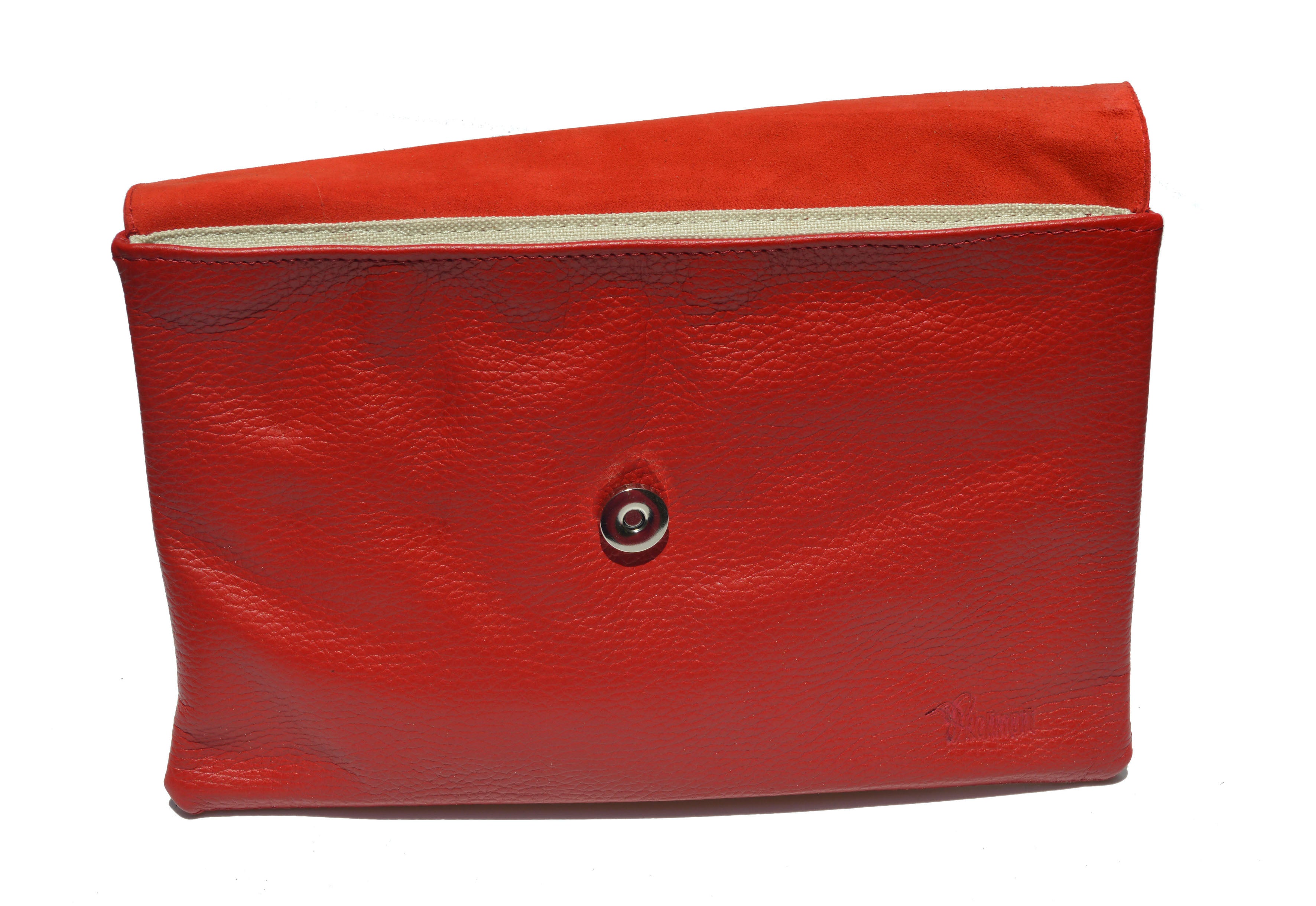Bolso clutch modelo perlita rojo - ágata gris